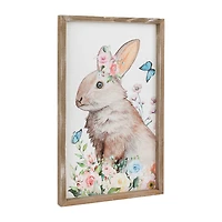 Northlight 12" Bunny With Flowers Framed Wall Sign