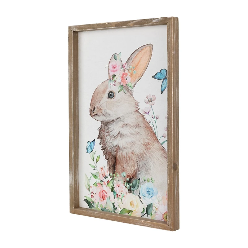 Northlight 12" Bunny With Flowers Framed Wall Sign