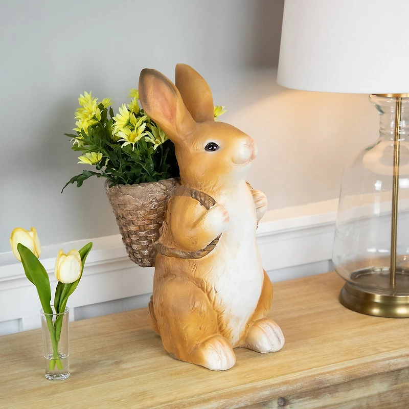 Northlight 17" Standing Bunny Carrying A Basket Outdoor Garden Easter Yard Art
