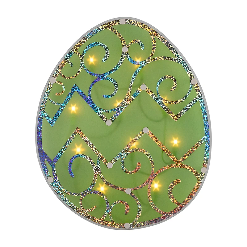 Northlight 12" Green Lighted Egg Easter Window Decor