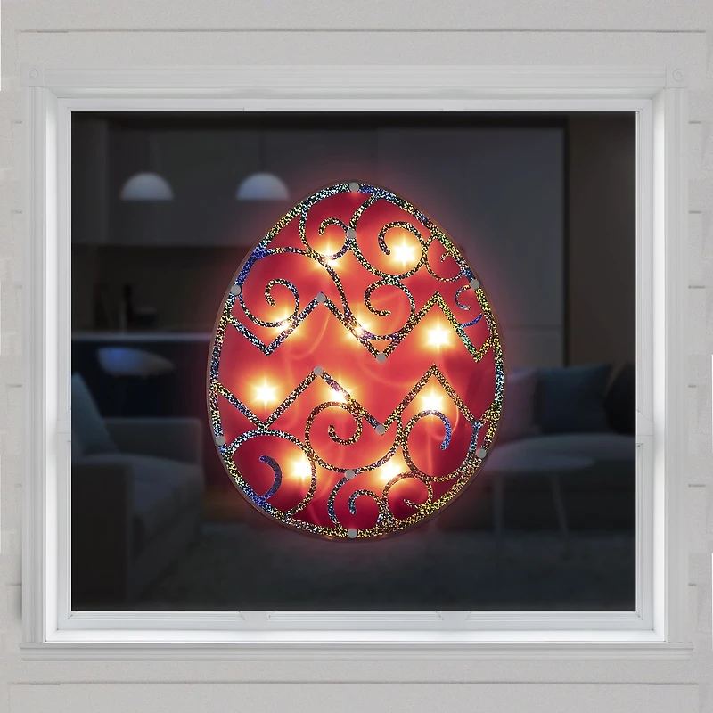 Northlight 12" Pink Lighted Egg Easter Window Decor