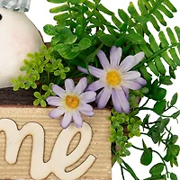 Northlight 16" Rabbit Couple Floral Welcome Hanging Decor