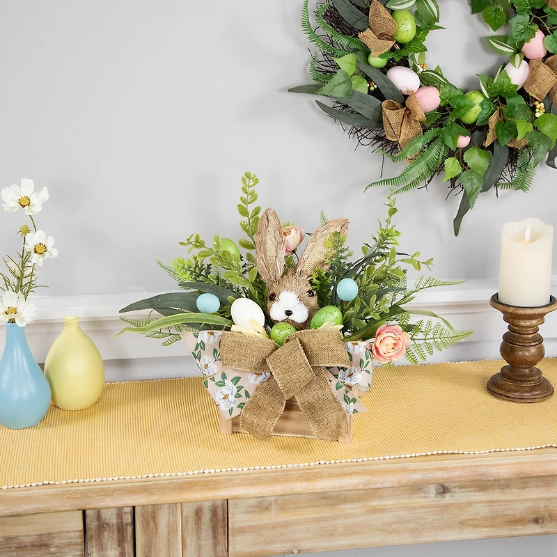 Northlight 12" Boxed Floral Arrangement With Bunny Floral Arrangement