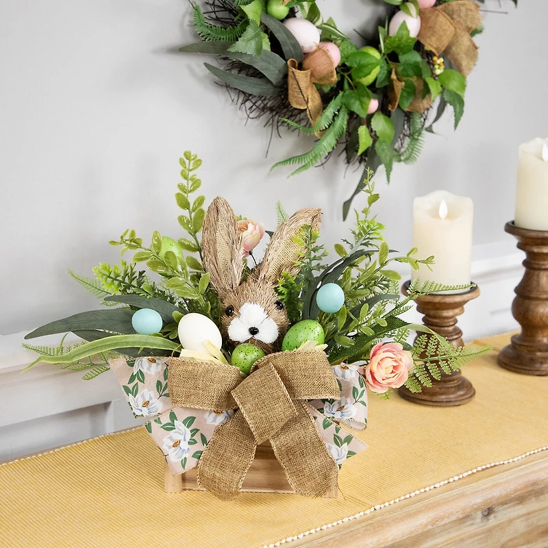 Northlight 12" Boxed Floral Arrangement With Bunny Floral Arrangement