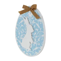 Northlight 10" Egg With Bunny And Burlap Bow Wooden Wall Sign