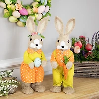 Northlight 16" Standing Boy Rabbit With Carrot Easter Figurine