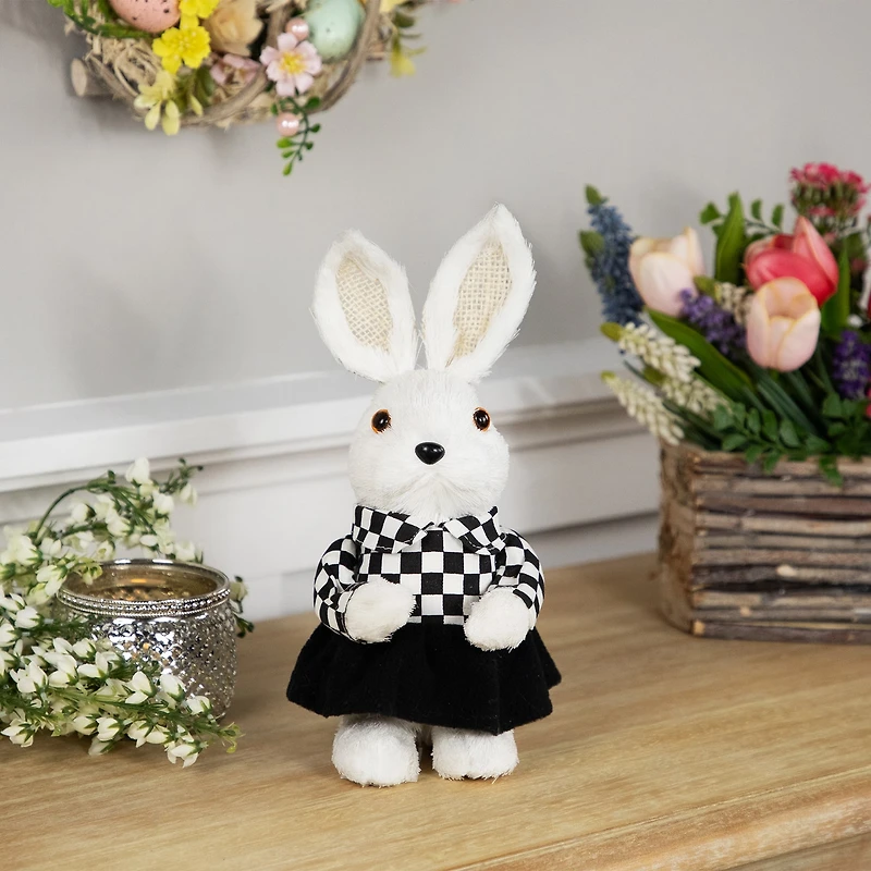 Northlight 10" Girl Rabbit In Checkered Dress Easter Figurine