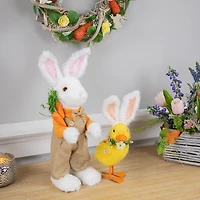 Northlight 15" Plush Standing Boy Rabbit In Overalls Easter Figurine
