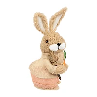 Northlight 10" Plush Boy Rabbit With Carrots Easter Figurine