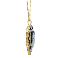 Womens Simulated Blue Crystal 14K Gold Over Silver Cameo Heart 18 Inch Pendant Necklace