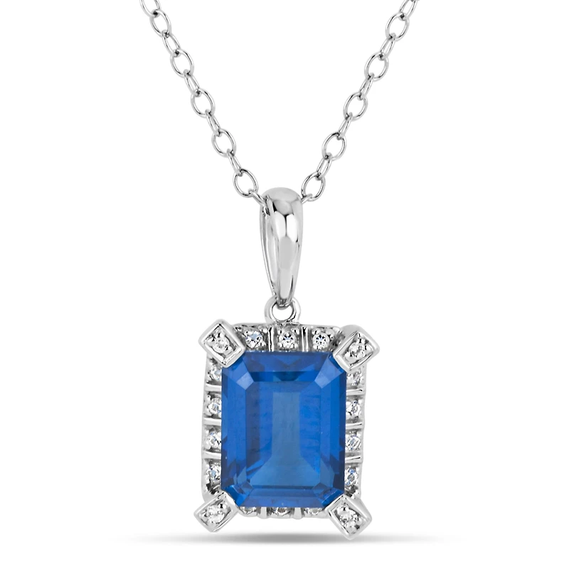Womens Genuine Blue Topaz Sterling Silver 18 Inch Pendant Necklace