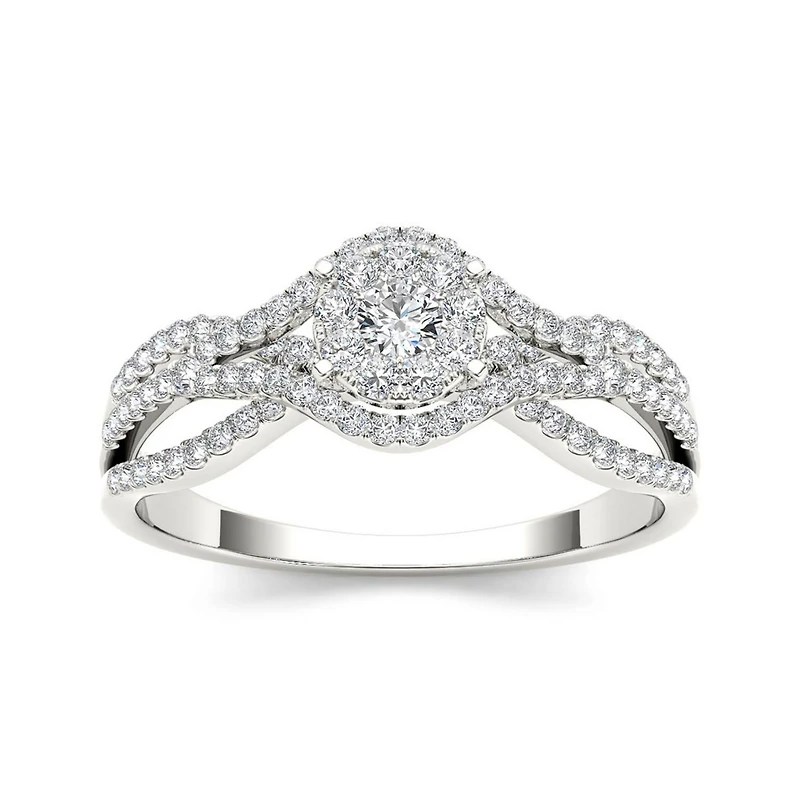 1/2 CT.T.W. Natural Diamond 10K White Gold Engagement Ring