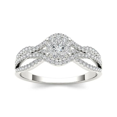 1/2 CT.T.W. Natural Diamond 10K White Gold Engagement Ring