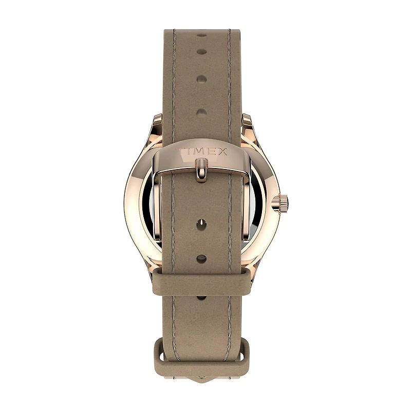 Timex Womens Rose Goldtone Leather Strap Watch Tw2t72400jt