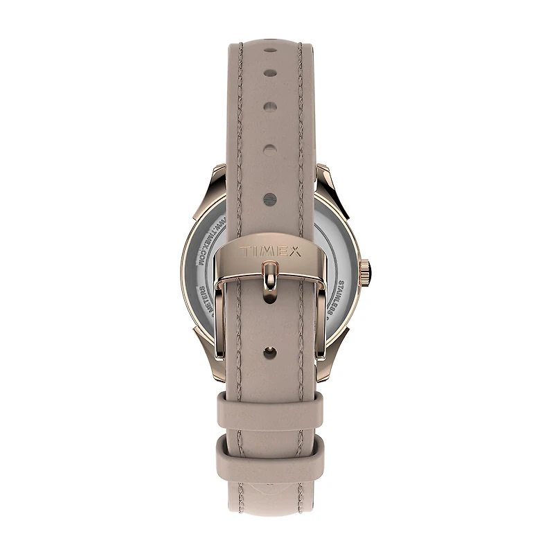 Timex Womens Rose Goldtone Leather Strap Watch Tw2t66500jt