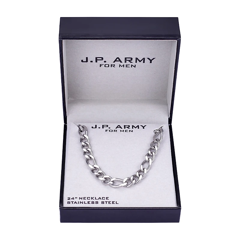 J.P. Army Mens Stainless Steel 24 Inch Link Chain Necklace