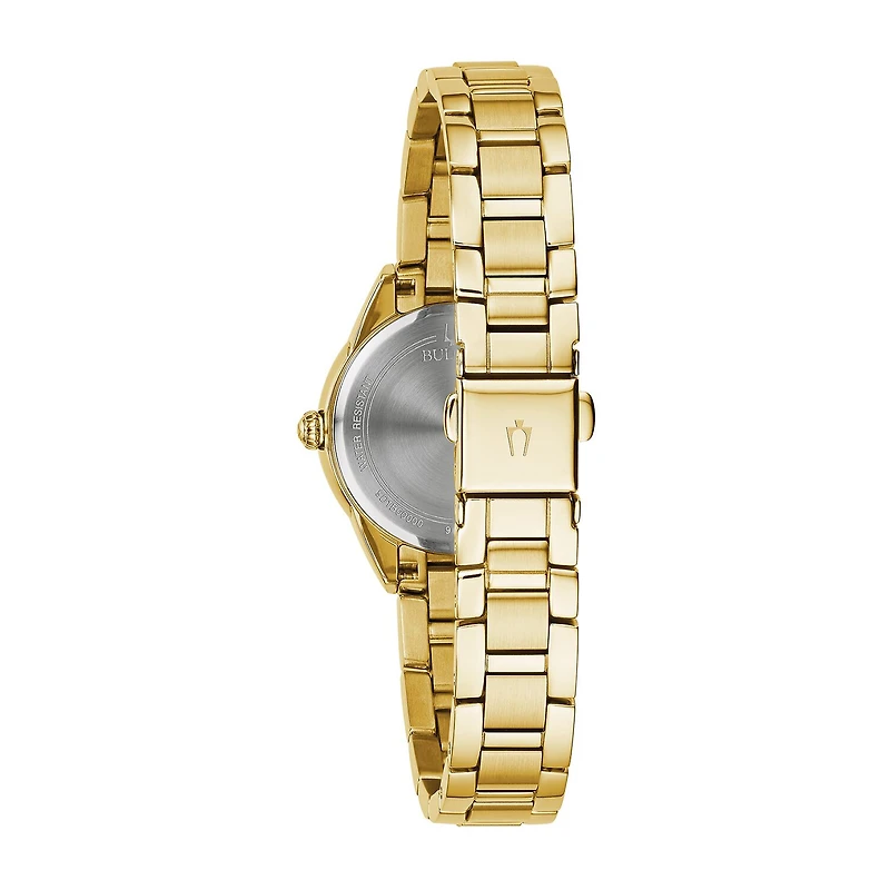 Bulova Sutton Womens Gold Tone Stainless Steel Bracelet Watch 97p150