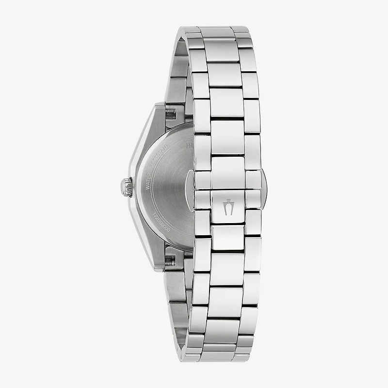 Bulova Surveyor Womens Diamond Accent Silver Tone Stainless Steel Bracelet Watch 96p229