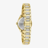 Bulova Crystal Womens Crystal Accent Gold Tone Stainless Steel Bracelet Watch 98l306