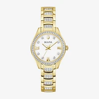 Bulova Crystal Womens Crystal Accent Gold Tone Stainless Steel Bracelet Watch 98l306