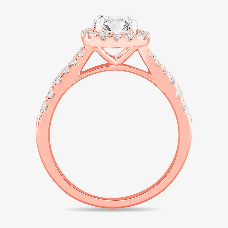 Signature By Modern Bride (G-H / Si1-Si2) Womens 1 3/8 CT. T.W. Lab Grown White Diamond 14K Gold Cushion Side Stone Engagement Ring