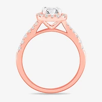 Signature By Modern Bride (G-H / Si1-Si2) Womens 1 3/8 CT. T.W. Lab Grown White Diamond 14K Gold Cushion Side Stone Engagement Ring