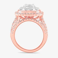 (G-H / Si1-Si2) Womens 2 CT. T.W. Lab Grown White Diamond 10K Gold Cushion Side Stone Bridal Set