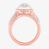(G-H / SI1-SI2) Womens 1 CT. T.W. Lab Grown Diamond Pear Shape Halo Bridal Set 10K Gold