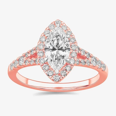 Signature By Modern Bride (G-H / Si1-Si2) Womens 1 3/8 CT. T.W. Lab Grown White Diamond 14K Gold Marquise Side Stone Engagement Ring
