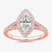 Signature By Modern Bride (G-H / Si1-Si2) Womens 1 3/8 CT. T.W. Lab Grown White Diamond 14K Gold Marquise Side Stone Engagement Ring