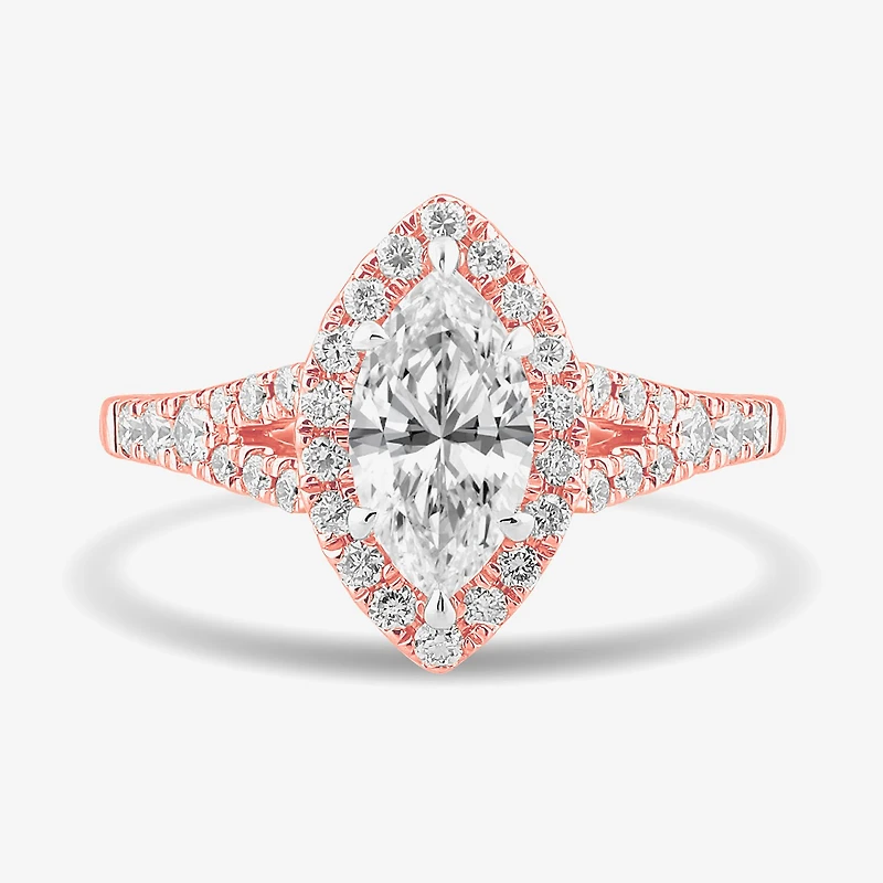 Signature By Modern Bride (G-H / Si1-Si2) Womens 1 3/8 CT. T.W. Lab Grown White Diamond 14K Gold Marquise Side Stone Engagement Ring