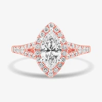 Signature By Modern Bride (G-H / Si1-Si2) Womens 1 3/8 CT. T.W. Lab Grown White Diamond 14K Gold Marquise Side Stone Engagement Ring