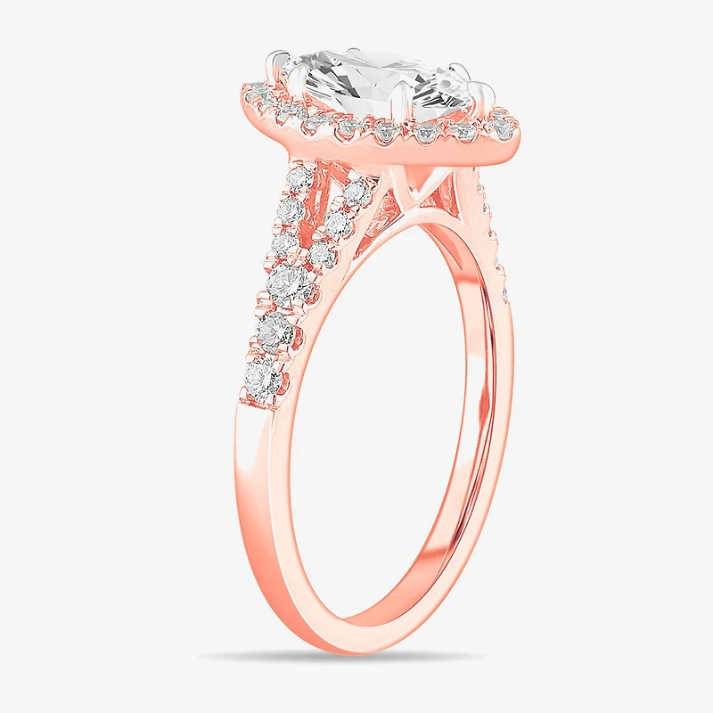 Signature By Modern Bride (G-H / Si1-Si2) Womens 1 3/8 CT. T.W. Lab Grown White Diamond 14K Gold Marquise Side Stone Engagement Ring