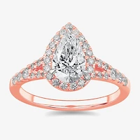 Signature By Modern Bride (G-H / Si1-Si2) Womens 1 3/8 CT. T.W. Lab Grown White Diamond 14K Gold Pear Side Stone Engagement Ring