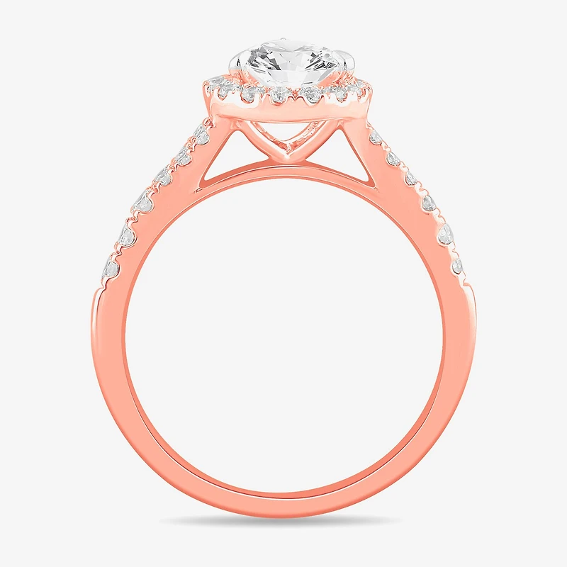 Signature By Modern Bride (G-H / Si1-Si2) Womens 1 3/8 CT. T.W. Lab Grown White Diamond 14K Gold Pear Side Stone Engagement Ring