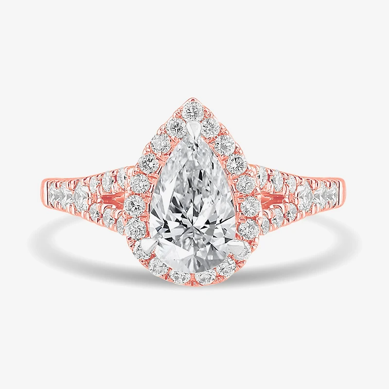Signature By Modern Bride (G-H / Si1-Si2) Womens 1 3/8 CT. T.W. Lab Grown White Diamond 14K Gold Pear Side Stone Engagement Ring