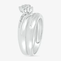 4.65mm Unisex Adult 1/4 CT. T.W. Natural White Diamond 10K Gold Marquise Side Stone Wedding Ring Set