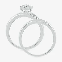 4.65mm Unisex Adult 1/4 CT. T.W. Natural White Diamond 10K Gold Marquise Side Stone Wedding Ring Set