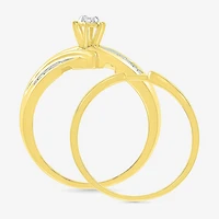 4.80mm Unisex Adult 1/3 CT. T.W. Natural White Diamond 10K Gold Round Side Stone Wedding Ring Set