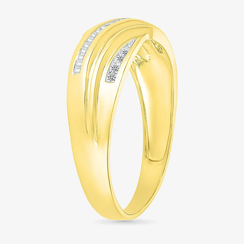 4.80mm Unisex Adult 1/3 CT. T.W. Natural White Diamond 10K Gold Round Side Stone Wedding Ring Set