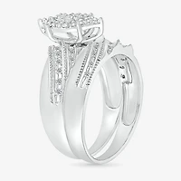 5.20mm Unisex Adult 1/3 CT. T.W. Natural White Diamond 10K Gold Marquise Halo Side Stone Ring Set