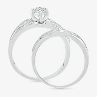 5.20mm Unisex Adult 1/3 CT. T.W. Natural White Diamond 10K Gold Marquise Halo Side Stone Ring Set