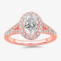 Signature By Modern Bride (G-H / Si1-Si2) Womens 1 3/8 CT. T.W. Lab Grown White Diamond 14K Gold Oval Side Stone Engagement Ring