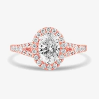 Signature By Modern Bride (G-H / Si1-Si2) Womens 1 3/8 CT. T.W. Lab Grown White Diamond 14K Gold Oval Side Stone Engagement Ring