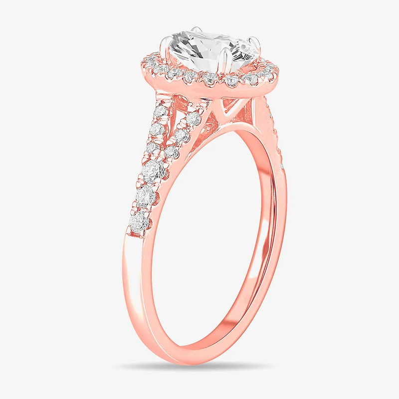 Signature By Modern Bride (G-H / Si1-Si2) Womens 1 3/8 CT. T.W. Lab Grown White Diamond 14K Gold Oval Side Stone Engagement Ring