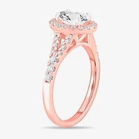 Signature By Modern Bride (G-H / Si1-Si2) Womens 1 3/8 CT. T.W. Lab Grown White Diamond 14K Gold Oval Side Stone Engagement Ring