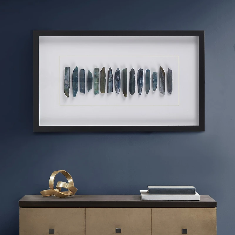 INK+IVY Cerulean Stones Agate Framed Shadow Box Art
