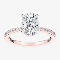 (G-H / Si1-Si2 Womens 4 1/4 CT. T.W. Lab Grown White Diamond 14K Gold Oval Side Stone Engagement Ring