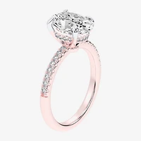 (G-H / Si1-Si2 Womens 4 1/4 CT. T.W. Lab Grown White Diamond 14K Gold Oval Side Stone Engagement Ring