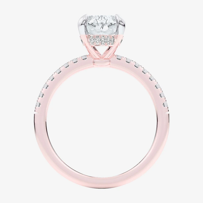 (G-H / Si1-Si2 Womens 4 1/4 CT. T.W. Lab Grown White Diamond 14K Gold Oval Side Stone Engagement Ring